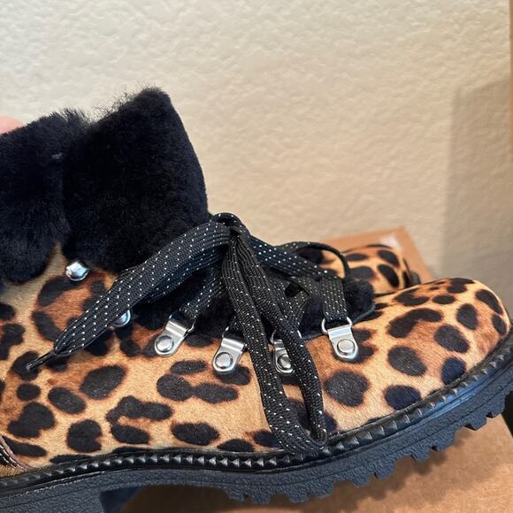 NWOT J.Crew Nordic Leopard Calf Hair Lace Up Boots. - Picture 6 of 10